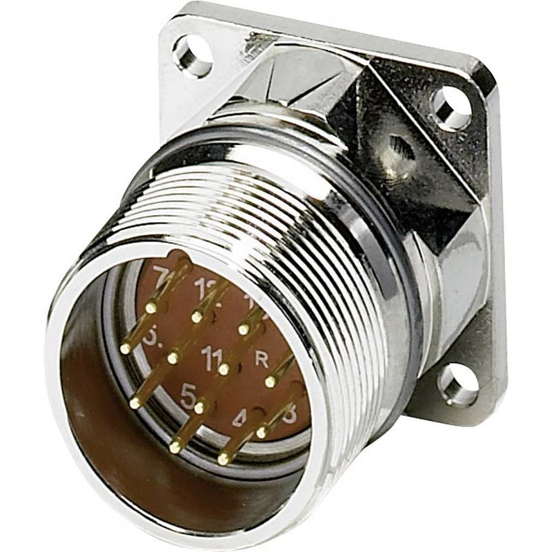 Foto van M23 apparaatconnector. recht 1607260 rf-12p2n8awa00 zilver phoenix contact inhoud: 1 stuk(s)