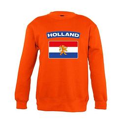 Foto van Oranje holland vlag sweater kinderen - oranje koningsdag/ supporter kleding 3-4 jaar (98/104)