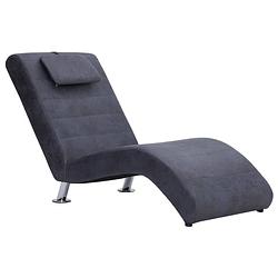 Foto van Vidaxl chaise longue met kussen kunstsuède grijs