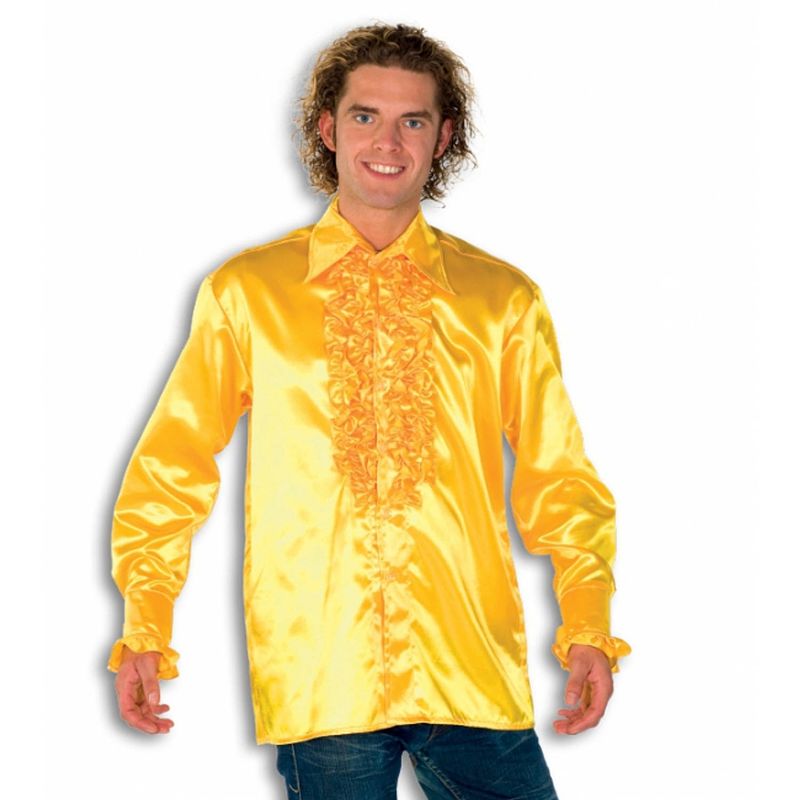 Foto van Luxe heren rouche overhemd geel 54 (xl) - carnavalsblouses