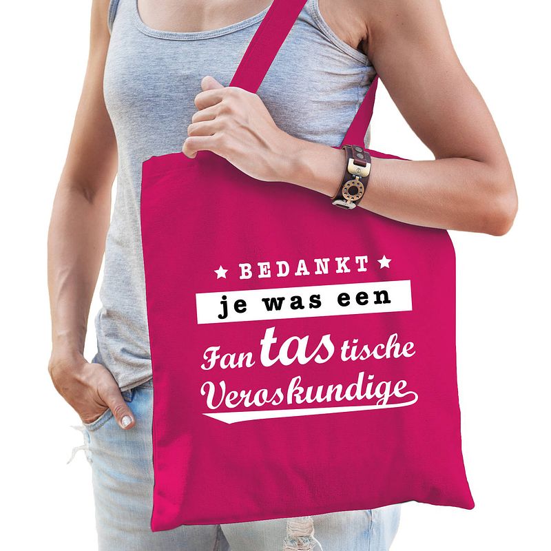 Foto van Fantastische verloskundige cadeau tas fuchsia roze voor dames - feest boodschappentassen