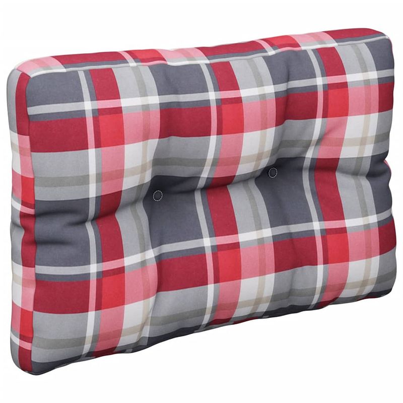 Foto van The living store palletkussen - polyester - 50 x 40 x 12 cm - rood ruitpatroon