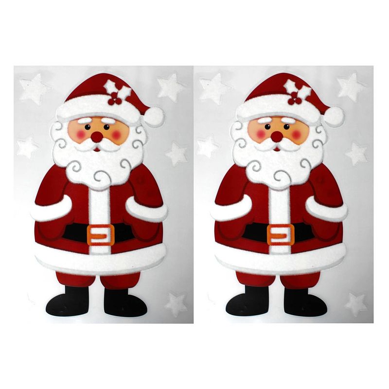 Foto van 2x kinderkamer kerst raamstickers kerstman 28,5 x 40 cm - feeststickers