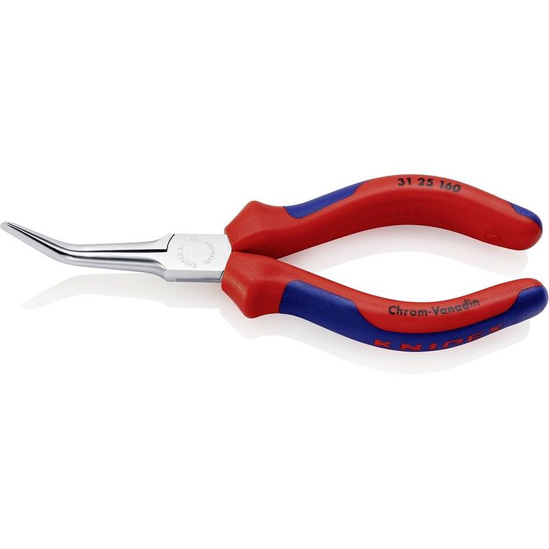 Foto van Knipex 31 25 160 elektronica en fijnmechanica naaldtang 45° gebogen 160 mm