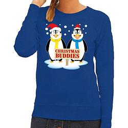 Foto van Foute kersttrui / sweater pinguin vriendjes blauw voor dames - kersttruien xl (42)