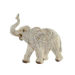 Foto van Items olifant dierenbeeld - beige - polyresin - 27 x 12 x 24,5 cm - home decoratie - beeldjes