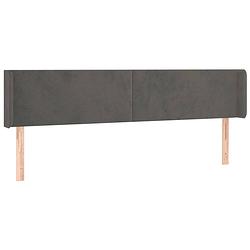 Foto van The living store hoofdbord classic - hoofdborden - 203x16x78/88 cm - donkergrijs fluweel