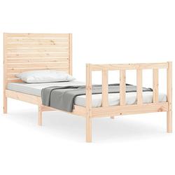 Foto van The living store massief grenenhouten bedframe - 205.5 x 95.5 x 100 cm - multiplex lattenbodem - functioneel hoofd- en