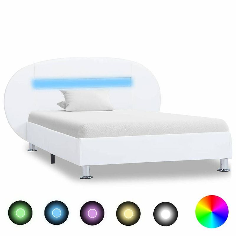 Foto van Vidaxl bedframe met led kunstleer wit 100x200 cm