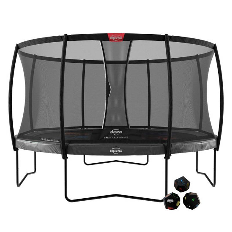 Foto van Berg trampoline elite levels met veiligheidsnet - safetynet deluxe - 430 cm - grijs - met airflow - twinspring