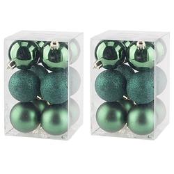 Foto van 24x stuks kunststof kerstballen donkergroen 6 cm mat/glans/glitter - kerstbal