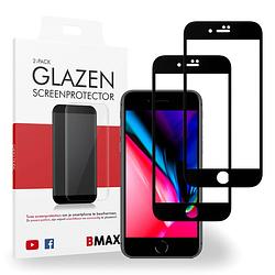 Foto van 2-pack bmax apple iphone 8 plus screenprotector - glass - full cover 5d - black