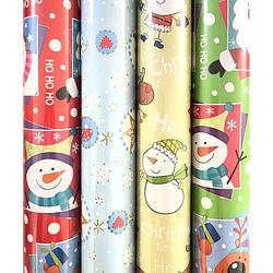 Foto van Assortiment kerstpapier cadeaupapier inpakpapier voor kerstmis ho611 - 5 meter x 100 cm - 4 rollen