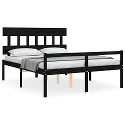 Foto van The living store bedframe - massief grenenhout - 205.5 x 155.5 x 81 cm - zwart