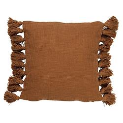 Foto van Dutch decor ruby - kussenhoes van katoen tobacco brown 45x45 cm - bruin - bruin