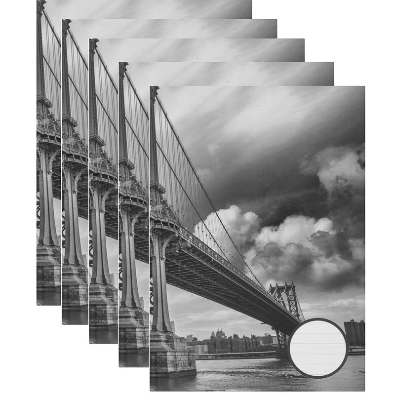 Foto van 5x luxe schrift a5 formaat harde kaft grijs met brug en wolken - schriften