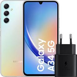 Foto van Samsung galaxy a34 128gb zilver 5g + samsung snellader zwart