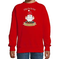 Foto van Bellatio decorations kersttrui/sweater voor kinderen - kado gnoom - rood - kerst kabouter 14-15 jaar (170/176) - kerst t