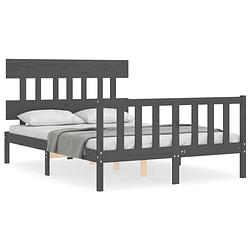 Foto van The living store bedframe - grenenhout - grijs - 205.5 x 125.5 x 81 cm - montage vereist