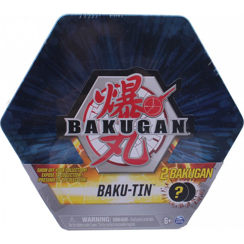 Foto van Bakugan bewaarblik baku junior 20 x 18 cm tin blauw 9-delig