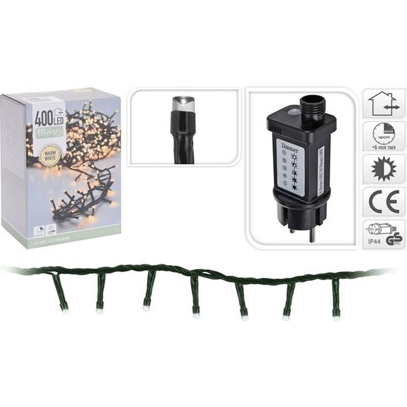 Foto van Huismerk kerstverlichting - 400 led - warm wit - met timer - met dim functie - 11 meter