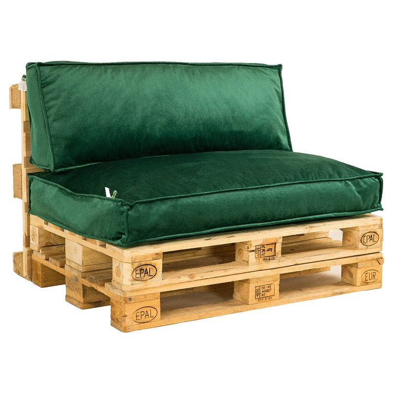 Foto van 2l home & garden palletkussenset velvet donkergroen - 2 delig