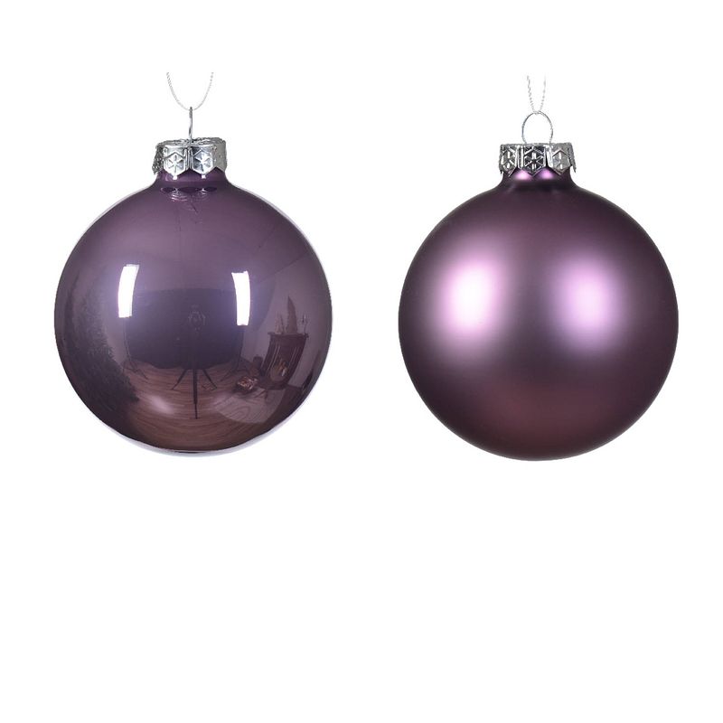 Foto van Decoris - kerstbal glas d8 cm klila ass 12st kerst