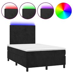 Foto van The living store boxspring - bedframe met led - fluweel - 203x120x118/128 cm - pocketvering matras - huidvriendelijk