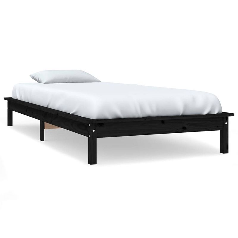 Foto van The living store bedframe massief grenenhout zwart 75x190 cm 2ft6 small single - bed