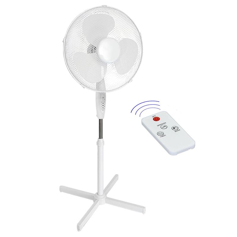 Foto van Voetventilator 45 w wit met afstandsbediening