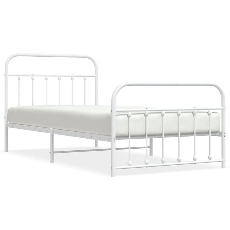 Foto van Vidaxl bedframe met hoofd- en voeteneinde metaal wit 100x200 cm