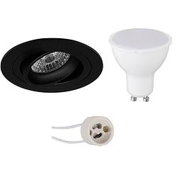 Foto van Led spot set - aigi - pragmi alpin pro - gu10 fitting - inbouw rond - mat zwart - 6w - helder/koud wit 6400k -