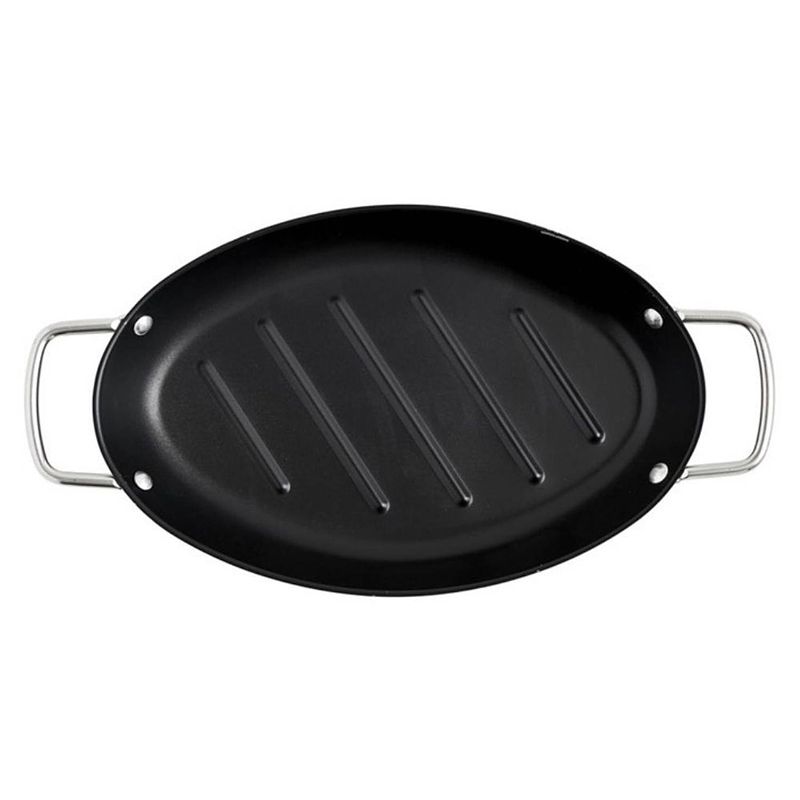 Foto van Orange85 ovale grillpan - barbecue - anti aanbak - 32,5x20,5x3,5cm - metaal