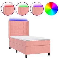 Foto van The living store bed s - boxspring bed - 193 x 93 x 118/128 cm - led-lampjes