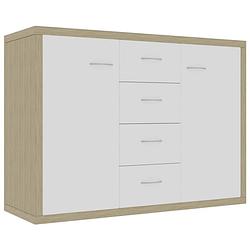 Foto van Vidaxl dressoir 88x30x65 cm spaanplaat wit en sonoma eikenkleurig