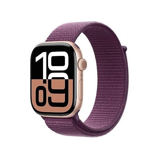 Foto van Apple watch series 10 gps 42mm aluminium case met plum sport loop smartwatch roze