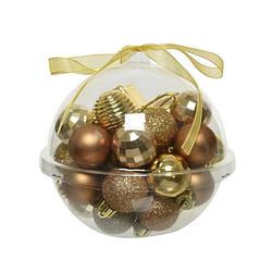 Foto van Decoris kerstballenset kunststof 30 ballen goud