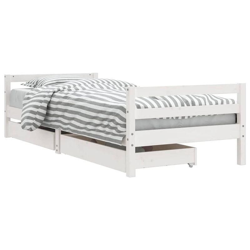 Foto van Vidaxl kinderbedframe met lades 90x190 cm massief grenenhout wit