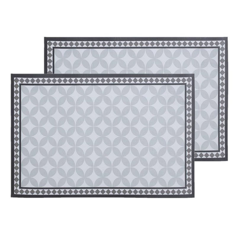 Foto van Set van 4x stuks rechthoekige placemats mozaiek grijs vinyl 45 x 30 cm - placemats