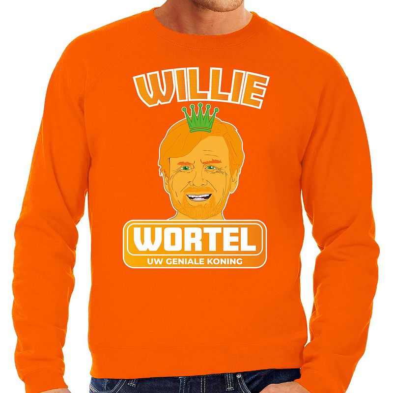 Foto van Oranje koningsdag sweater - willie wortel - willem - heren 2xl - feesttruien