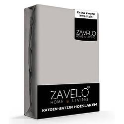 Foto van Zavelo katoen - hoeslaken katoen satijn grijs - zijdezacht - extra hoog-lits-jumeaux (200x220 cm)