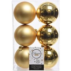 Foto van 48x kunststof kerstballen glanzend/mat goud 8 cm kerstboom versiering/decoratie goud - kerstbal