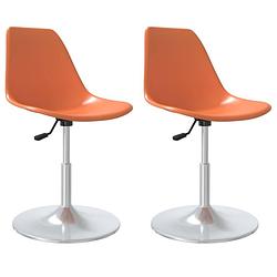 Foto van The living store draaibare eetstoelen - oranje - 46 x 56 x (74-88) cm - pp en verchroomd metaal