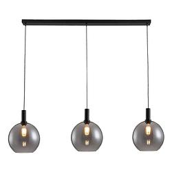 Foto van Freelight hanglamp chandra 3 lichts rook glas l 120 cm zwart