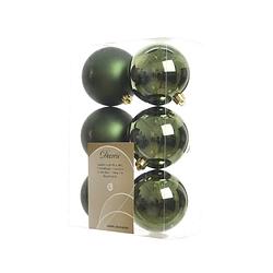 Foto van 5 stuks kerstbal plastic glans-mat diameter 8cm dennen groen ksd