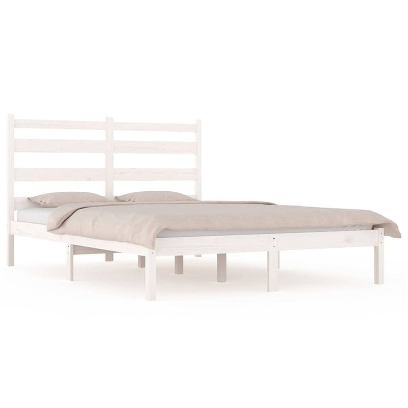 Foto van Vidaxl bedframe massief grenenhout wit 140x190 cm