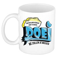 Foto van Bellatio decorations afscheid cadeau mok collega - doei - blauw - 300 ml - keramiek - feest mokken