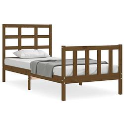 Foto van The living store houten bedframe - massief grenenhout - 195.5 x 80.5 x 100 cm - honingbruin