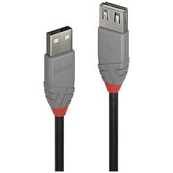 Foto van Lindy usb-kabel usb 2.0 usb-a stekker, usb-a bus 3 m zwart, grijs 36704