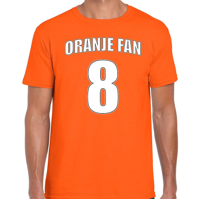 Foto van Oranje fan shirt / kleding oranje fan nummer 8 voor ek/ wk voor heren 2xl - feestshirts